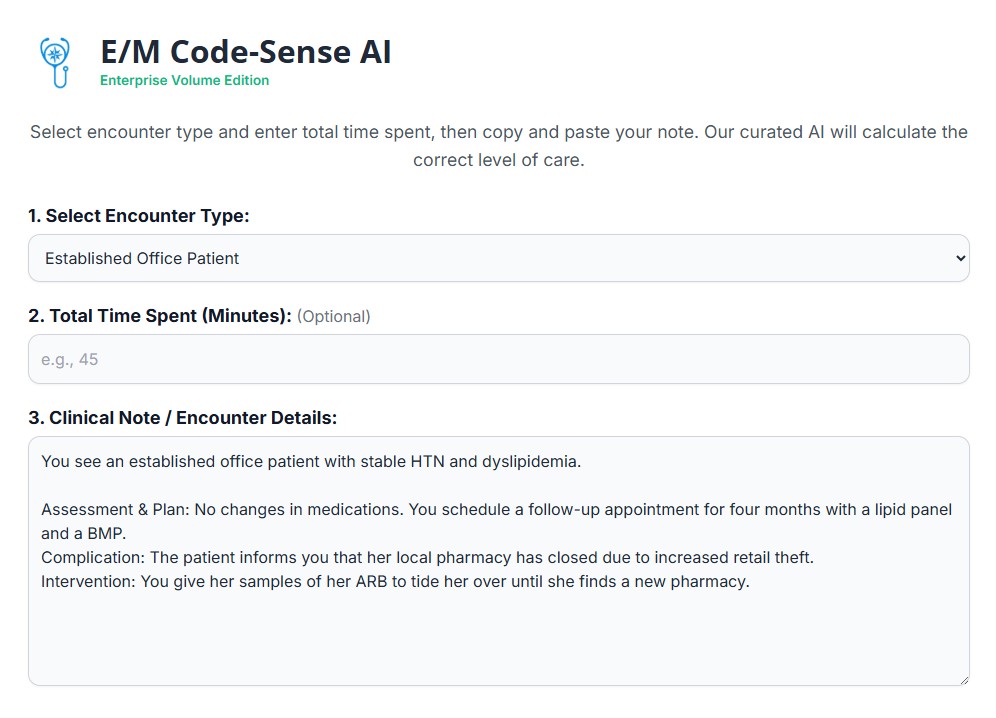 E/M-Code-Sense AI Input